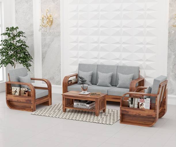 Flipkart Perfect Homes Solid Sheesham Wood 5 Seater Sofa For Living Room | Bedroom | office Fabric 3 + 1 + 1 Sofa Set