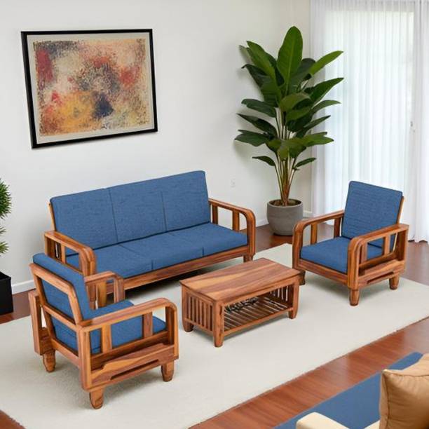 Kendalwood Furniture Solid Wooden for living Room Furniture with Center Table Fabric 3 + 1 + 1 Sofa Set