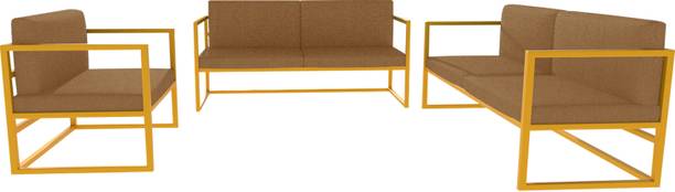 FURNITURE KI FACTORY 2 + 2 + 1 Metal Sofa Set Outdoor/Indoor Sofa Set Jute Fabric Fabric 2 + 2 Sofa Set