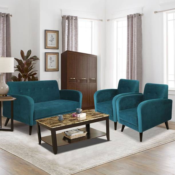 ARRA Rome Tufted Back 5 Seater Sofa Set Fabric 3 + 1 + 1 Sofa Set