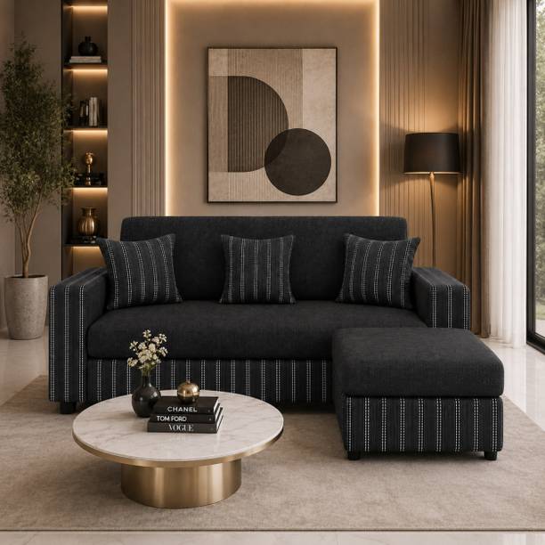 WAKESURE Premium Quality Jute Fabric 3 + 1 Sofa Set