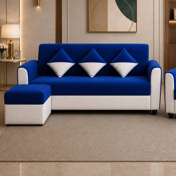 WAKESURE Premium Quality Velvet Fabric 3 + 1 Sofa Set