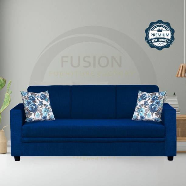 Fusion Furniture Factory 3 Seater Dark Blue Fabric Glamour Sofa Fabric 3 Seater  Sofa