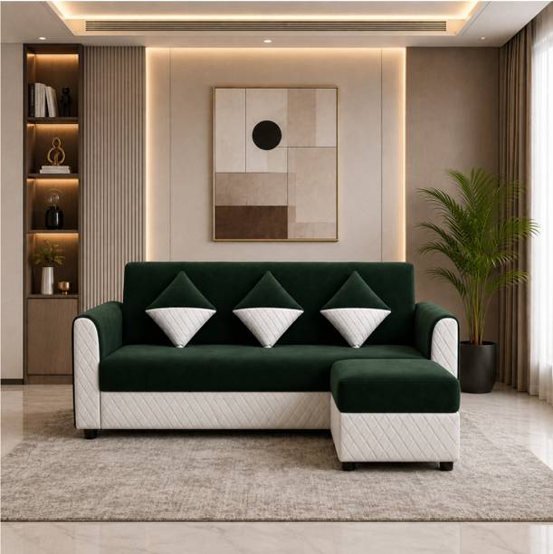 WAKESURE Premium Quality Velvet Fabric 3 + 1 Sofa Set