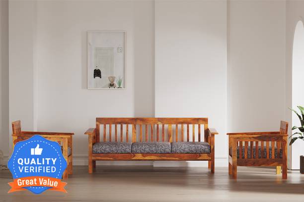 Flipkart Perfect Homes Aksi Sheesham ( Rosewood ) Solid Wood 3 + 1 + 1 Sofa Set