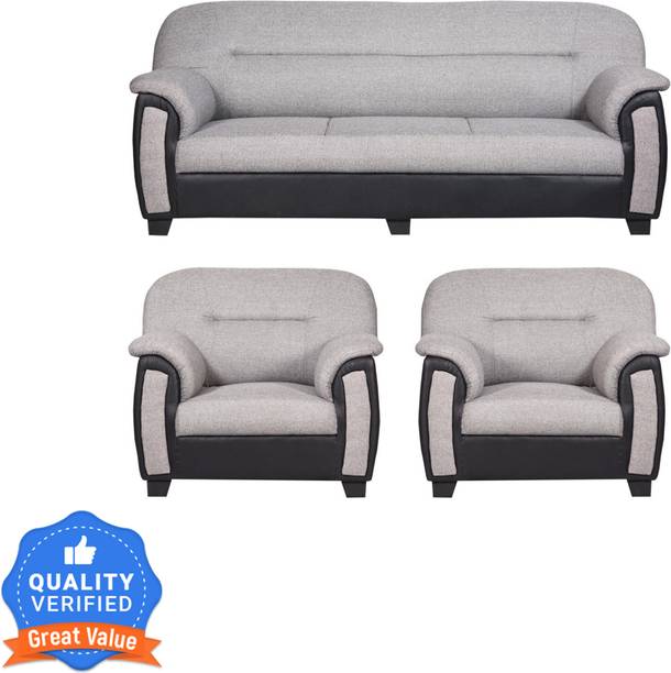 Bharat Lifestyle New Sagittarius Fabric and Leatherette 3 + 1 + 1 Sofa Set