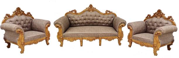 Woodzone Handicrafts Teak Wood Sofa Set 3+1+1 for Living Room, Bedroom & Office Dinning Room Fabric 3 + 1 + 1 Sofa Set