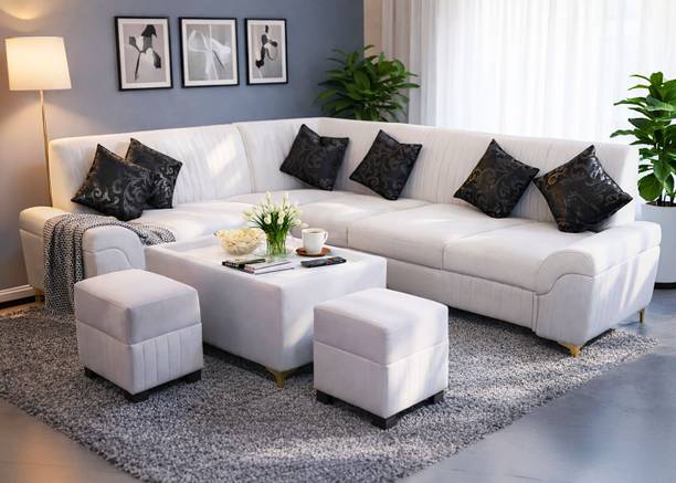 Sheijin Sheijin L-Shape Sofa for Living Room Fabric 3 + 2 + 1 + 1 Sofa Set