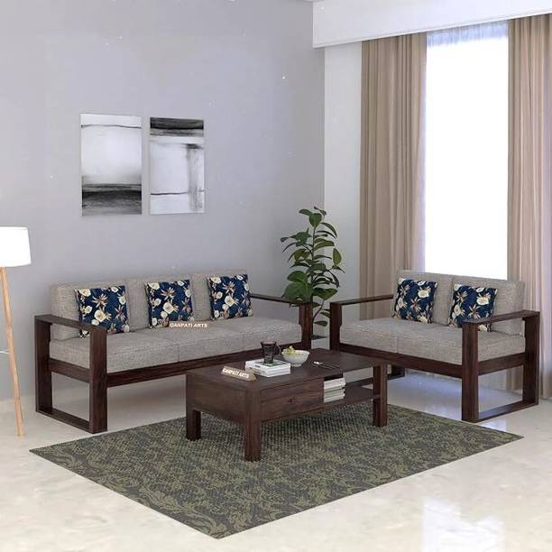 Ganpati Arts Sheesham Wood Euro 5 Seater Sofa Set for Living Room Fabric 3 + 2 Sofa Set