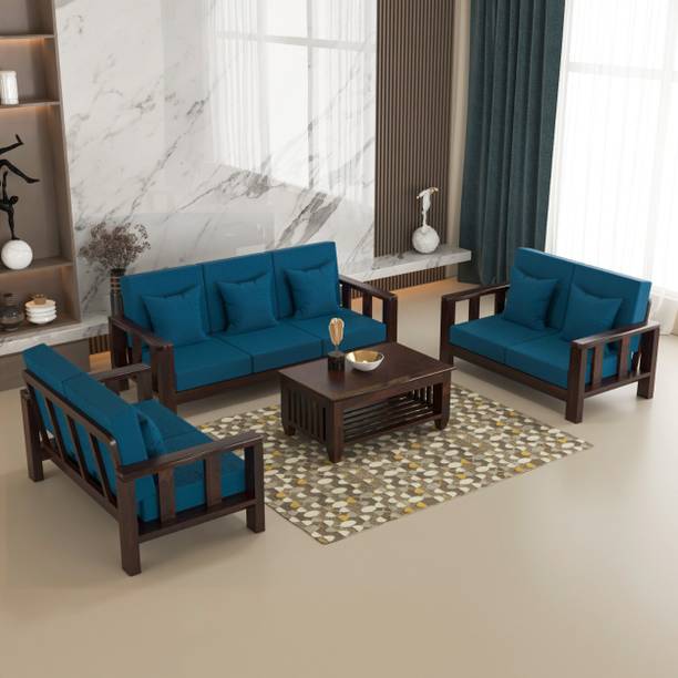 sarswatifurniture Solid Sheesham Wooden Fabric Sofa Set For Living Room, Home & Office Fabric 3 + 2 + 2 Sofa Set