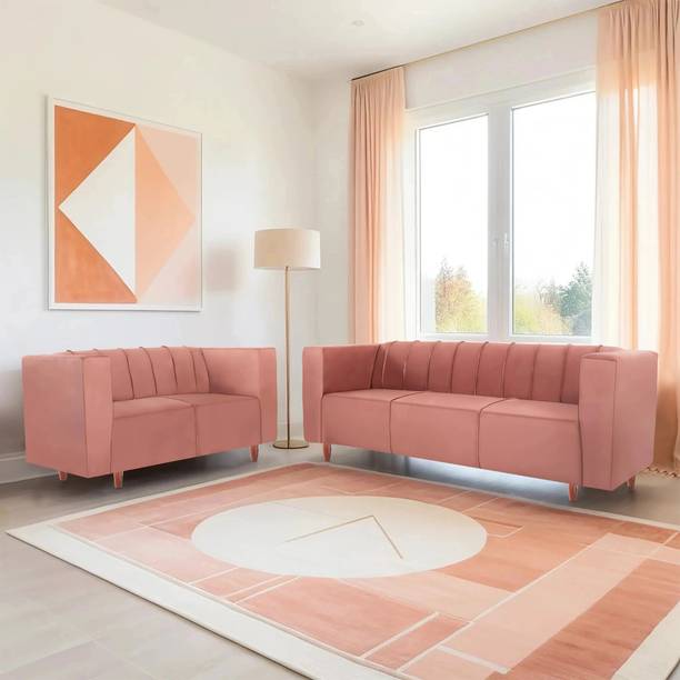 Seventh Heaven Sydney 5 Seater Sofa Set, Plush Suede Fabric Fabric 3 + 2 Sofa Set