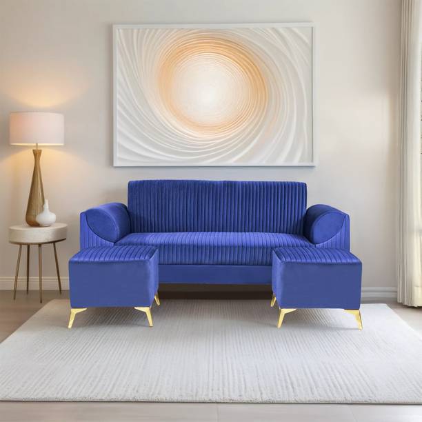 Seventh Heaven Venice 5 Seater Sofa with 2 Ottoman, Plush Suede Fabric: 1 Year Warranty Fabric 3 + 1 + 1 Sofa Set