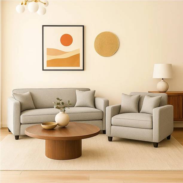 WAKESURE Premium Quality Jute Fabric 3 + 2 Sofa Set