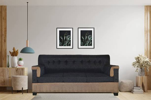 LIVEWELL Premium Quality Jute Fabric 3 Seater  Sofa