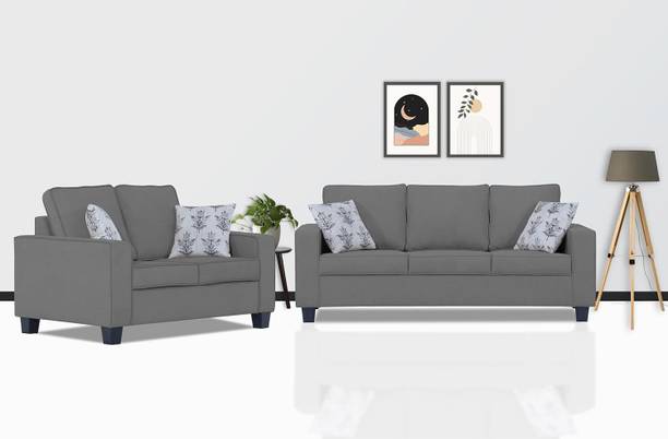 DMK Solid Sheesham Wood Framed Five Seater Fabric Sofa Set For Living Room | Office| Fabric 3 + 2 Sofa Set