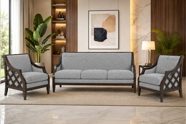 ALFA WOODEN NEST Heritage Comfort 3+1+1 Solid Wood Fabric Sofa Set Fabric 3 + 1 + 1 Sofa Set