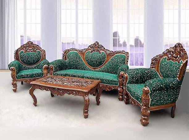alishaank HEART SHAPE MAHARAJA 5 Seater Sofa Set For Living Room Home & Office SILK Fabric 3 + 1 + 1 Sofa Set
