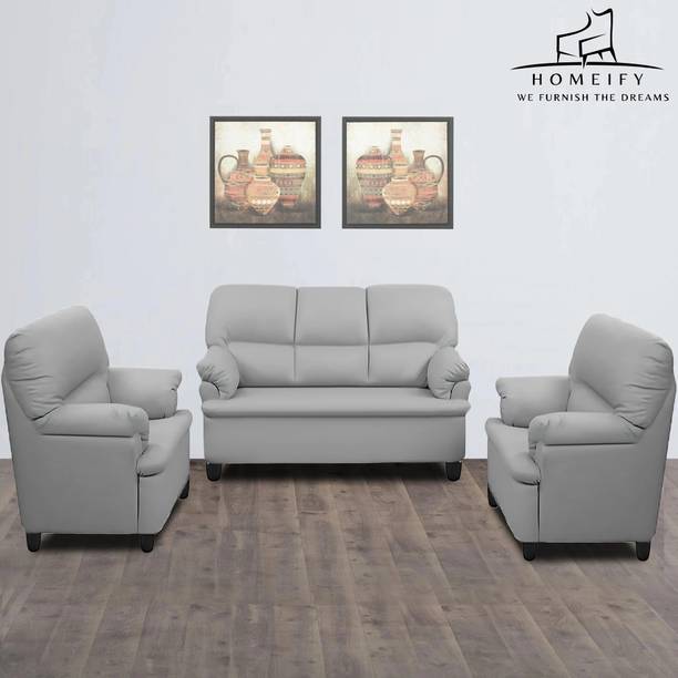 Homeify Noah Ivy Leatherette 3-1-1 For Living Room Leatherette 3 + 1 + 1 Sofa Set