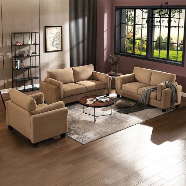 Homeify Clayne Fabric Double Arm Comfy for Living Room Fabric 3 + 2 + 1 Sofa Set