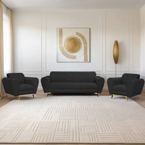 Seventh Heaven Milan Icon 5 Seater Sofa Set, Plush Suede Fabric Fabric 3 + 1 + 1 Sofa Set