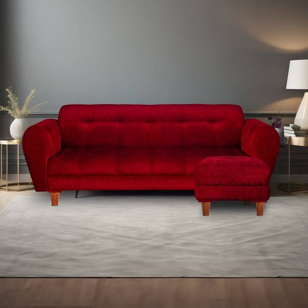 Seventh Heaven Milan 4 Seater Sofa with Ottoman, Chenille Molfino Fabric: 2 year Warranty Fabric 3 + 1 Sofa Set