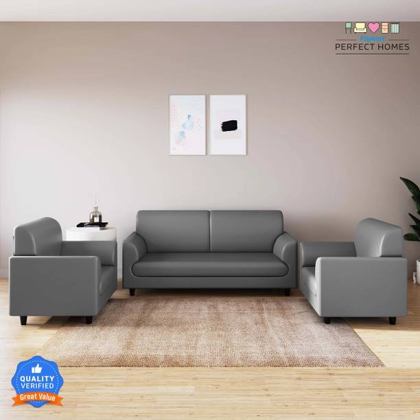 Flipkart Perfect Homes Zeno Sofa For Living Room Comfortable, Space Saving & Durable Design Leatherette 3 + 1 + 1 Sofa Set