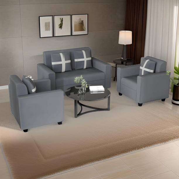 Cherry Wood Rio Highback Fabric 2 + 1 + 1 Sofa Set