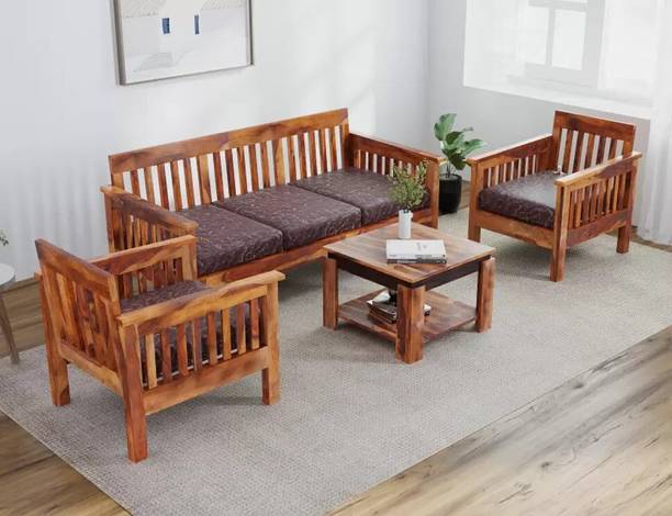 Cherry Wood Rosewood ( Sheesham ) Fabric 3 + 1 + 1 Sofa Set