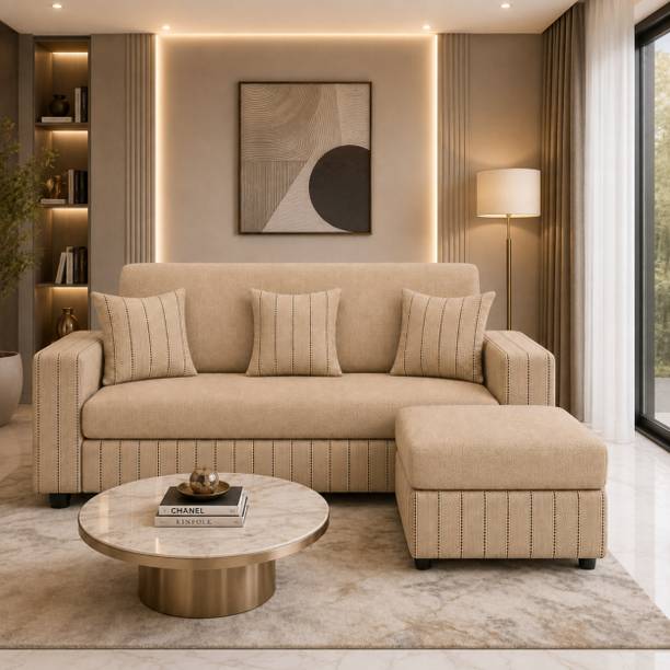 WAKESURE Premium Quality Jute Fabric 3 + 1 Sofa Set
