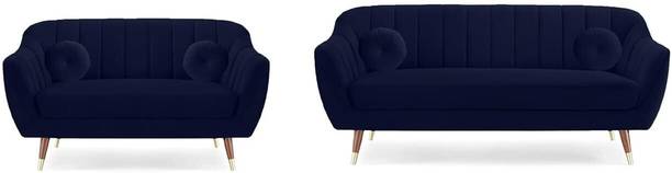 SIYARA DESIGN Velvet Upholstered Sofa Set – Style Loveseat & Couch with Gold-Tipped Legs Fabric 3 + 2 Sofa Set