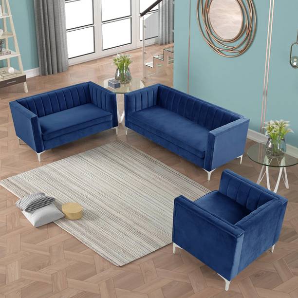 Flipkart Perfect Homes Velvet Accent Chair Loveseat Contemporary Sofa Solid Wood 3 + 2 + 1 Sofa Set