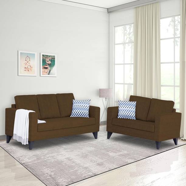 DMK Solid Sheesham Wood Framed Five Seater Fabric Sofa Set For Living Room | Office| Fabric 3 + 2 Sofa Set