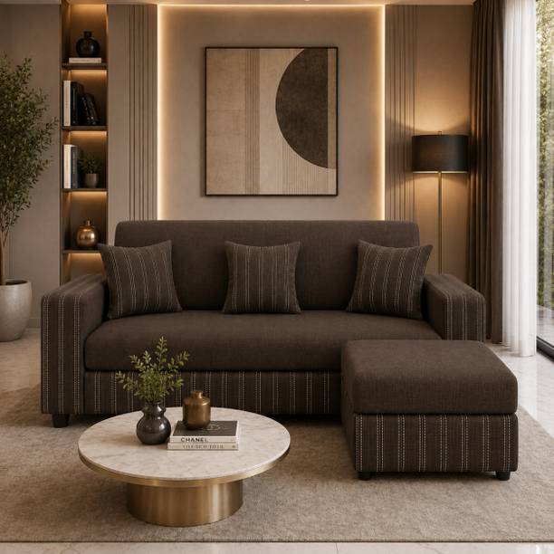 WAKESURE Premium Quality Jute Fabric 3 + 1 Sofa Set