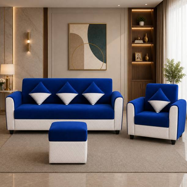 WAKESURE Premium Quality Velvet Fabric 3 + 1 + 1 Sofa Set
