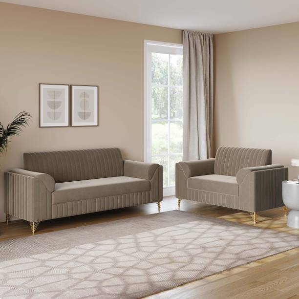 Flipkart Perfect Homes SoftAura luxurious velvet fabric smooth finish l Ideal for living, Guest lounges Fabric 3 + 2 Sofa Set
