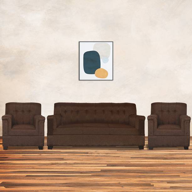 LIVEWELL Premium Quality Jute Fabric 3 + 1 + 1 Sofa Set