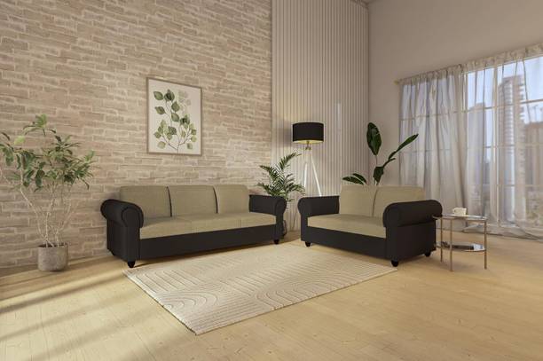 Wakeup India Snugy Pocket Spring Cushion Sofa Set 3+2 Seater Coffee and Mouse Fabric 3 + 2 Sofa Set