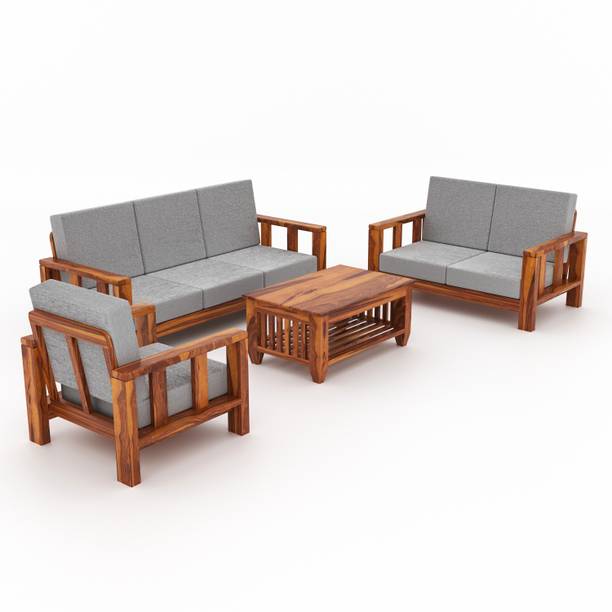 sarswatifurniture Solid Sheesham Wooden Fabric For Living Room, Home & Office Fabric 3 + 2 + 1 Sofa Set