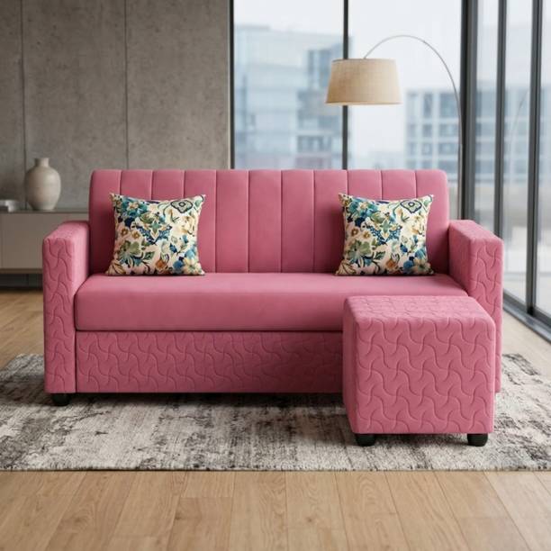 WAKESURE Premium Quality Velvet Fabric 3 + 1 Sofa Set