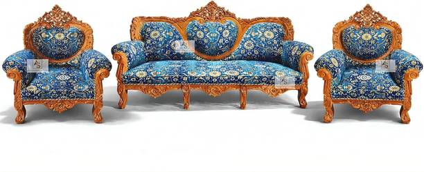 AS Wooden Handicraft Royal Maharaja Carved Luxury Traditional Design for Living Room Solid Wood 3 + 1 + 1 Sofa Set
