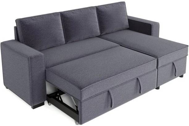 HOORAIN Hoorain furniture 5 seater double solid wood pull out sofa cum bed Fabric 3 + 2 Sofa Set