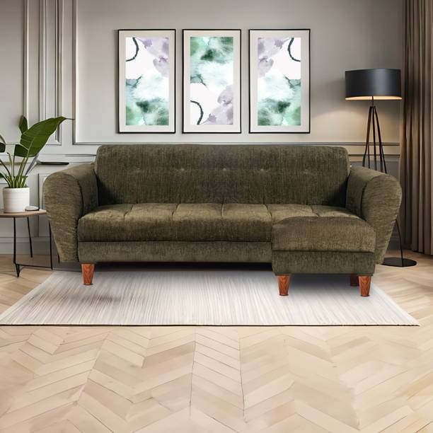 Seventh Heaven Milan 4 Seater Sofa with Ottoman, Chenille Molfino Fabric: 2 year Warranty Fabric 3 + 1 Sofa Set