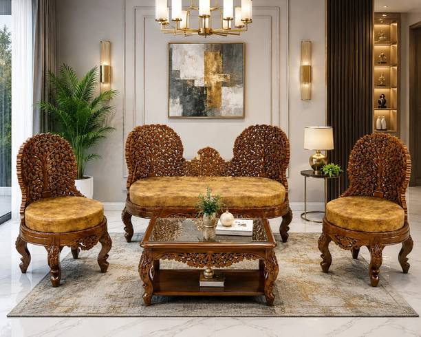 AS Wooden Handicraft Solid Wood 3 + 1 + 1 Sofa Set