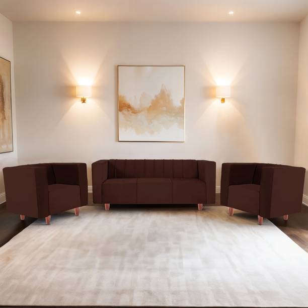 Seventh Heaven Sydney 5 Seater Sofa Set, Plush Suede Fabric Fabric 3 + 1 + 1 Sofa Set