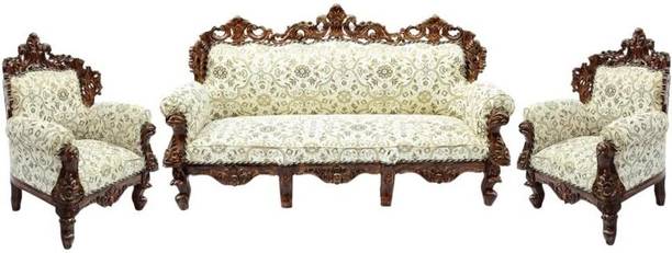 impression art store teak wood 5 seater sofa set Solid Wood 3 + 1 + 1 Sofa Set