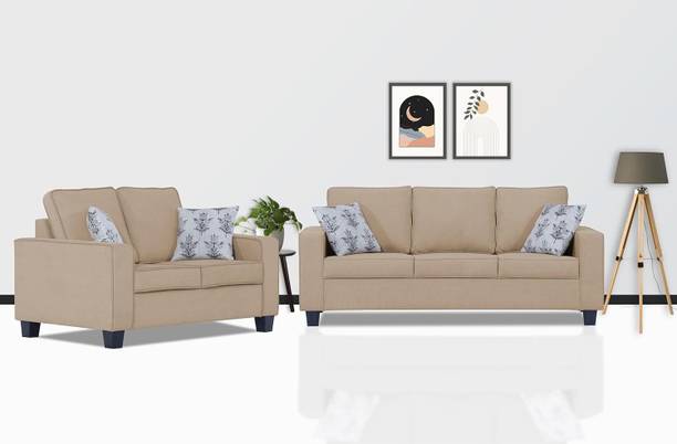 DMK Solid Sheesham Wood Framed Five Seater Fabric Sofa Set For Living Room | Office| Fabric 3 + 2 Sofa Set