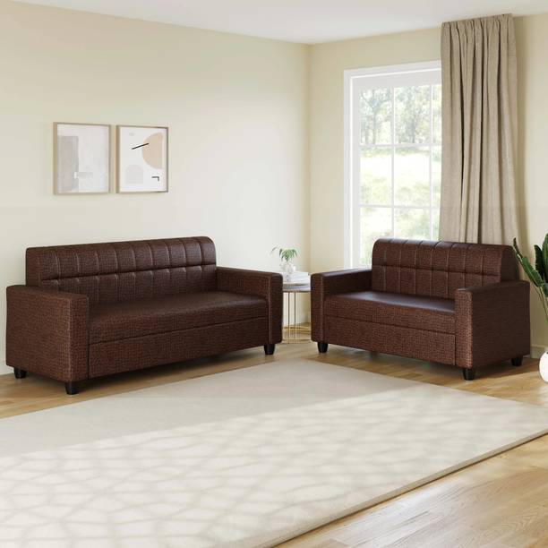 Allie Wood Fabric 3 + 2 Sofa Set