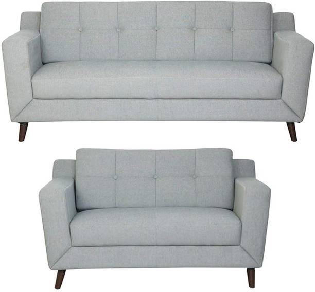 Adonika Armano 3+2 Sofa Sets (Light Grey) | Fabric 5 Seater Sofa Set for Living Room Solid Wood 3 + 2 Sofa Set