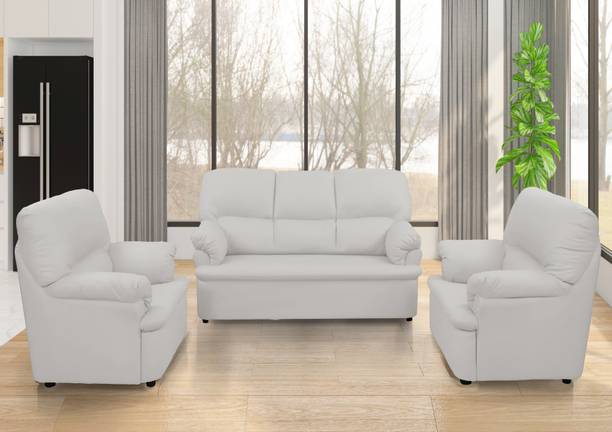 Homeify Noah Ivy Leatherette 3-1-1 Five Seater Sofa Set For Living Room Leatherette 3 + 1 + 1 Sofa Set