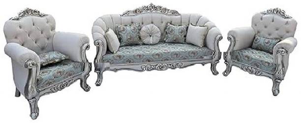 MAM ENTERPRISE Wood Sofa Set for Home Living Room Wooden Sofa Fabric 3 + 1 + 1 Sofa Set
